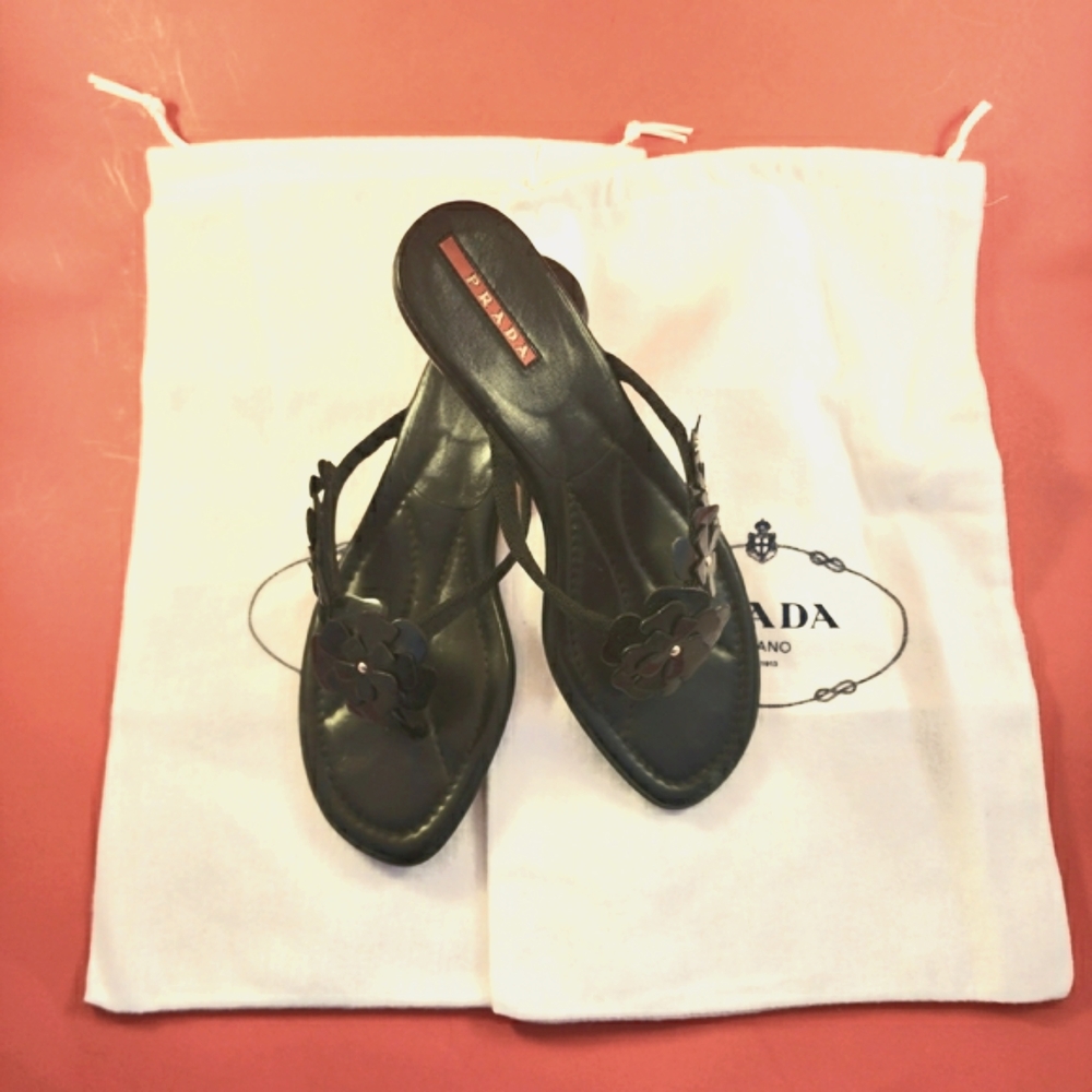PRADA Floral Accent Sandals
